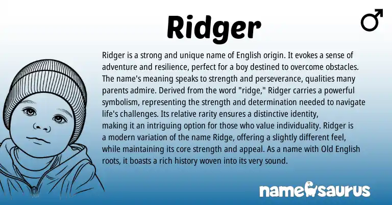 Infographic about Ridger name meaning, Ridger is a name from English origin(s).