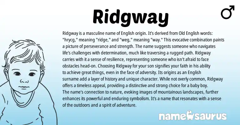 Infographic about Ridgway name meaning, Ridgway is a name from English origin(s).
