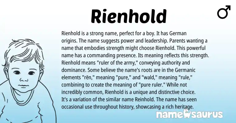 Infographic about Rienhold name meaning, Rienhold is a name from Germanic origin(s).