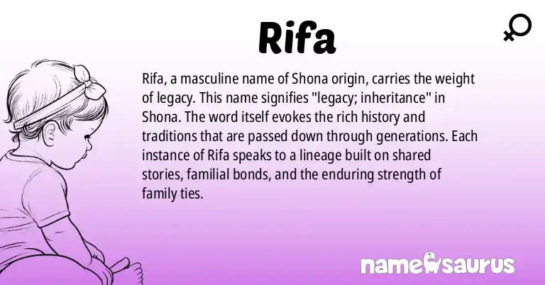 Infographic about Rifa name meaning, Rifa is a name from Shona origin(s).