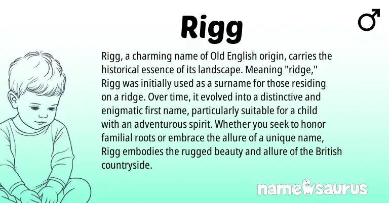 Infographic about Rigg name meaning, Rigg is a name from Old English, British origin(s).