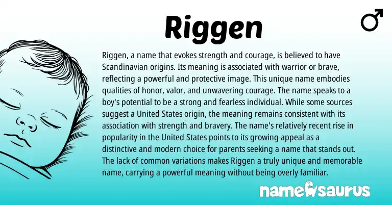 Infographic about Riggen name meaning, Riggen is a name from Scandinavian, English origin(s).