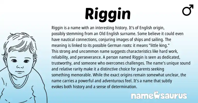 Infographic about Riggin name meaning, Riggin is a name from Arabic, English origin(s).