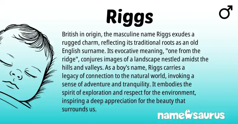 Infographic about Riggs name meaning, Riggs is a name from English, British origin(s).