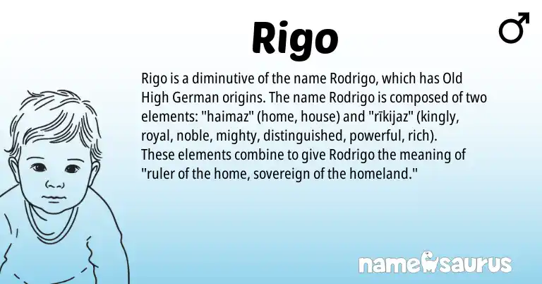 Infographic about Rigo name meaning, Rigo is a name from Old High German origin(s).
