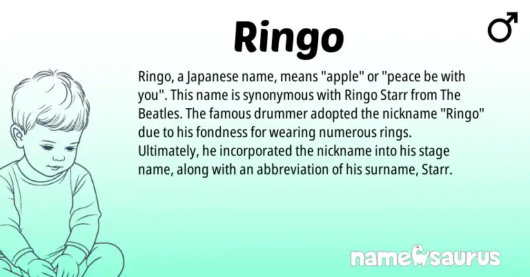 Infographic about Ringo name meaning, Ringo is a name from Japanese origin(s).