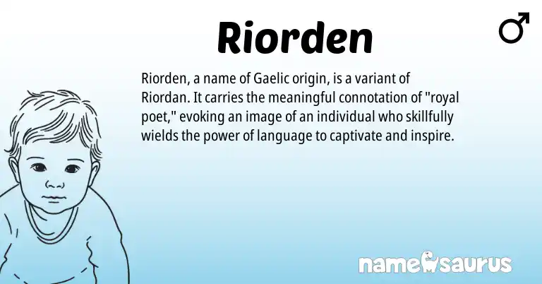 Infographic about Riorden name meaning, Riorden is a name from Gaelic origin(s).