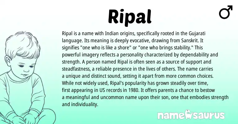 Infographic about Ripal name meaning, Ripal is a name from Indian, Sanskrit origin(s).