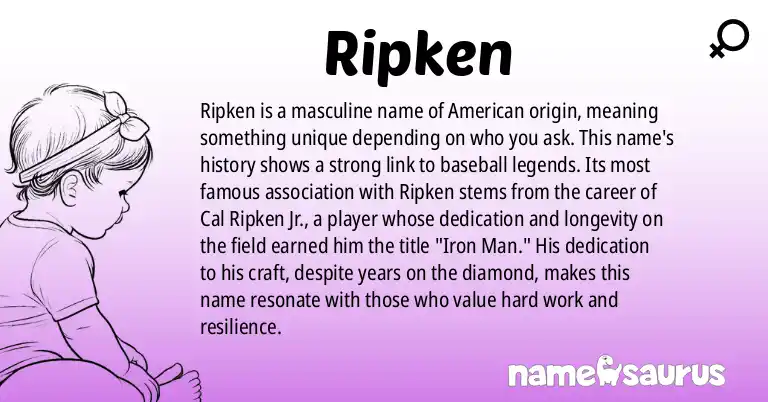 Infographic about Ripken name meaning, Ripken is a name from American origin(s).