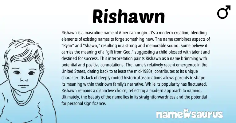 Infographic about Rishawn name meaning, Rishawn is a name from American origin(s).
