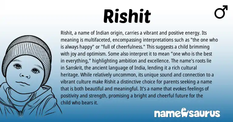 Infographic about Rishit name meaning, Rishit is a name from Indian, Sanskrit origin(s).