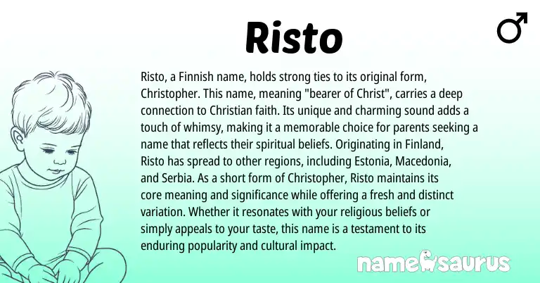 Infographic about Risto name meaning, Risto is a name from Finnish origin(s).