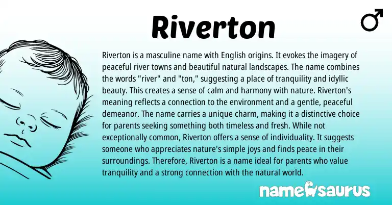 Infographic about Riverton name meaning, Riverton is a name from English origin(s).
