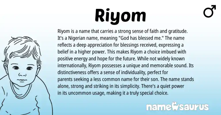 Infographic about Riyom name meaning, Riyom is a name from Persian origin(s).