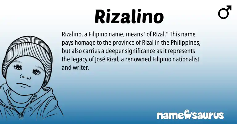 Infographic about Rizalino name meaning, Rizalino is a name from Philippines, Filipino origin(s).
