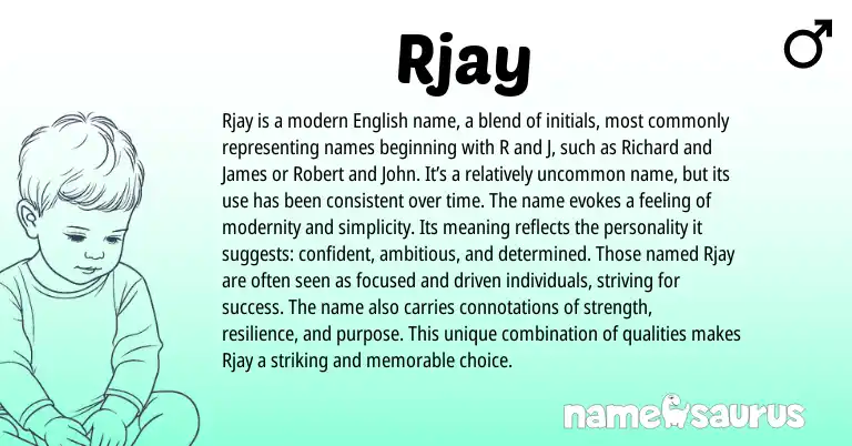 Infographic about Rjay name meaning, Rjay is a name from English origin(s).