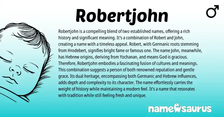 Infographic about Robertjohn name meaning, Robertjohn is a name from Germanic, English origin(s).