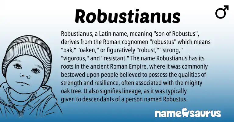 Infographic about Robustianus name meaning, Robustianus is a name from Roman, Latin origin(s).