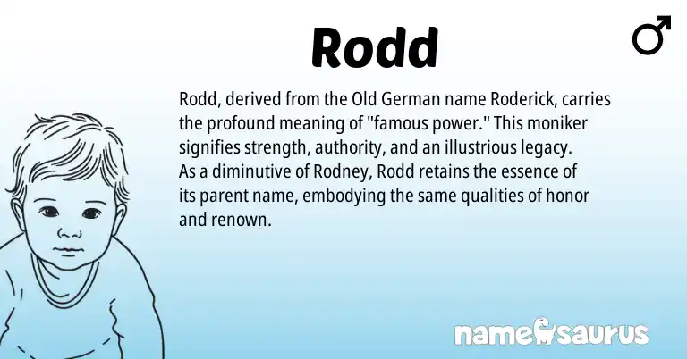 Infographic about Rodd name meaning, Rodd is a name from Old German origin(s).