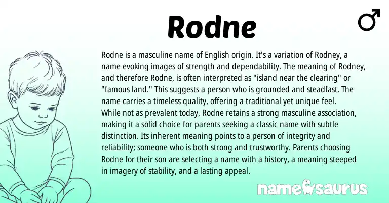 Infographic about Rodne name meaning, Rodne is a name from English origin(s).
