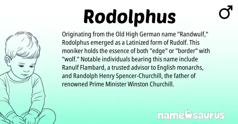 Infographic about Rodolphus name meaning, Rodolphus is a name from Old High German, English origin(s).