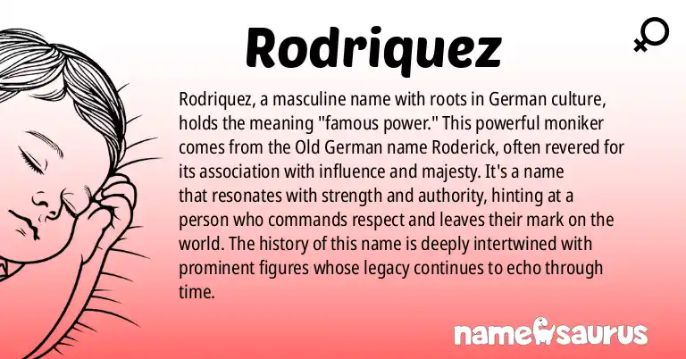 Infographic about Rodriquez name meaning, Rodriquez is a name from German origin(s).