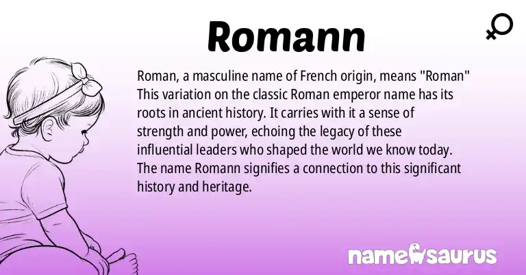 Infographic about Romann name meaning, Romann is a name from French origin(s).