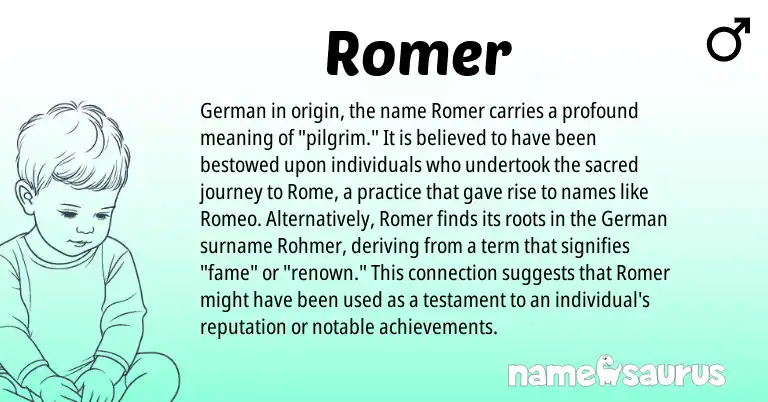 Infographic about Romer name meaning, Romer is a name from German origin(s).
