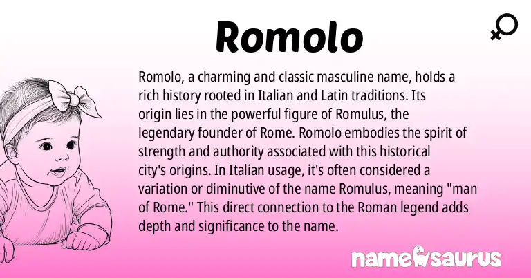 Infographic about Romolo name meaning, Romolo is a name from Italian, Latin origin(s).