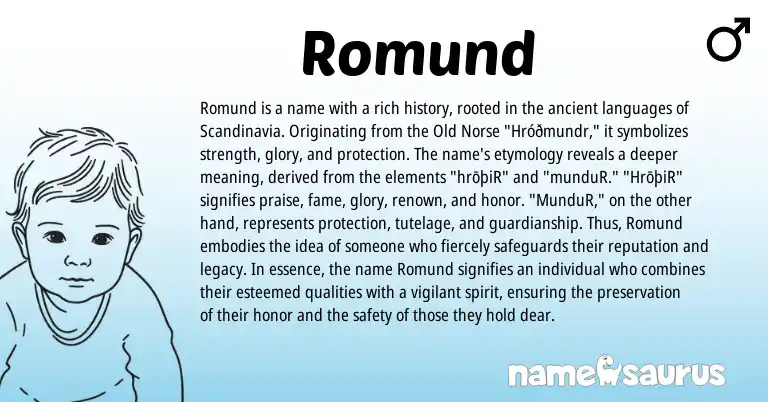 Infographic about Romund name meaning, Romund is a name from Old Norse origin(s).