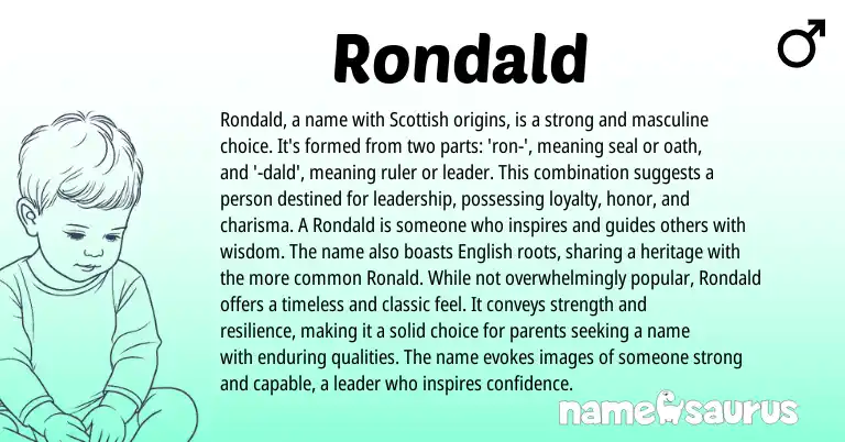 Infographic about Rondald name meaning, Rondald is a name from Scottish origin(s).