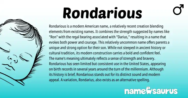 Infographic about Rondarious name meaning, Rondarious is a name from American origin(s).