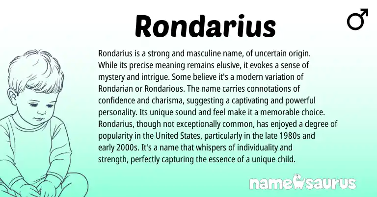 Infographic about Rondarius name meaning, Rondarius is a name from American origin(s).