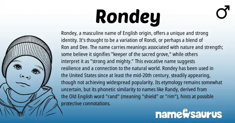 Infographic about Rondey name meaning, Rondey is a name from English, Norse origin(s).