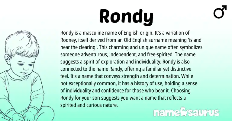 Infographic about Rondy name meaning, Rondy is a name from English, American origin(s).
