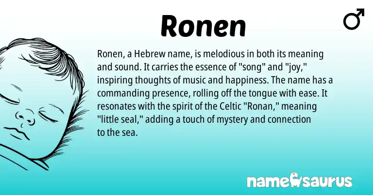 Infographic about Ronen name meaning, Ronen is a name from Celtic, Hebrew origin(s).