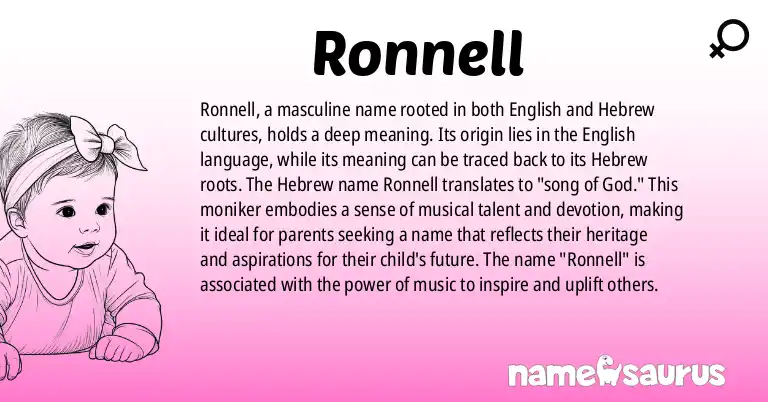 Infographic about Ronnell name meaning, Ronnell is a name from English, Hebrew origin(s).