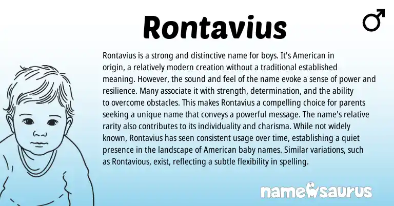 Infographic about Rontavius name meaning, Rontavius is a name from American origin(s).