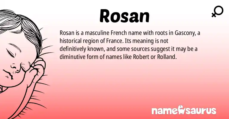 Infographic about Rosan name meaning, Rosan is a name from French, Gascon origin(s).