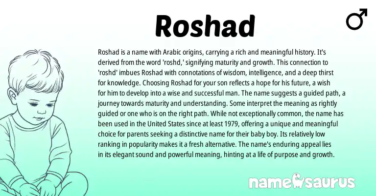 Infographic about Roshad name meaning, Roshad is a name from Arabic origin(s).