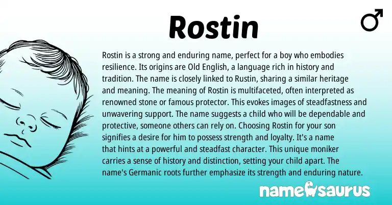 Infographic about Rostin name meaning, Rostin is a name from Germanic origin(s).