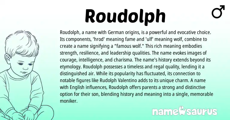 Infographic about Roudolph name meaning, Roudolph is a name from Germanic origin(s).
