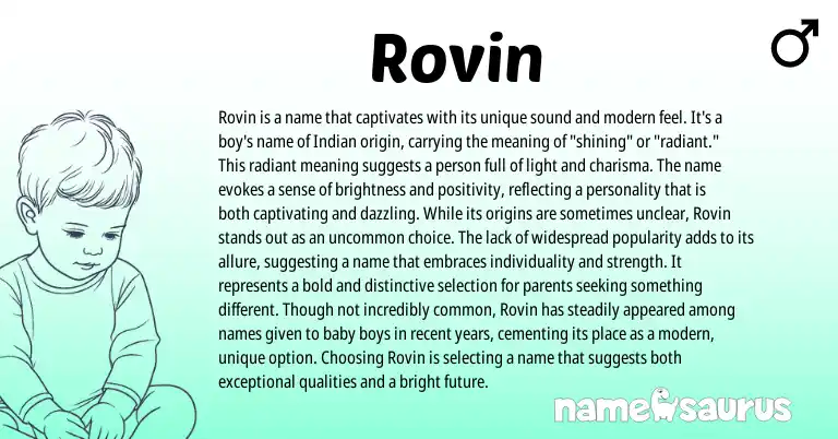 Infographic about Rovin name meaning, Rovin is a name from Indian origin(s).
