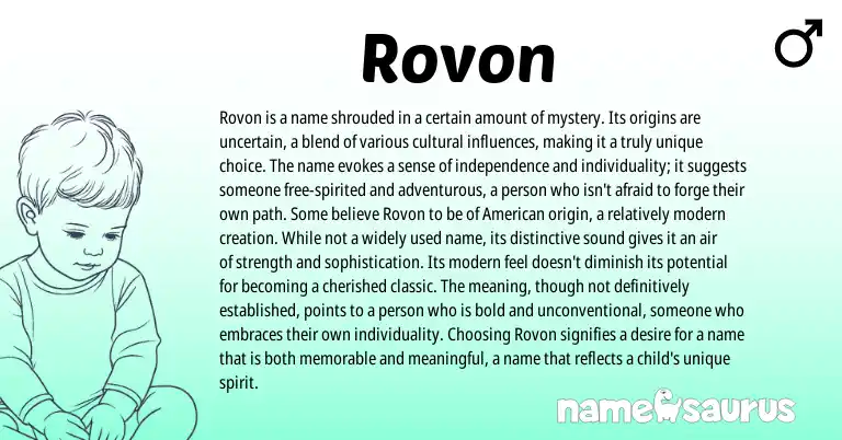 Infographic about Rovon name meaning, Rovon is a name from Other origin(s).