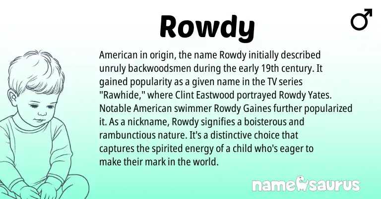 Infographic about Rowdy name meaning, Rowdy is a name from American origin(s).