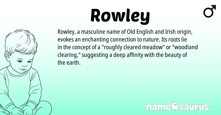 Infographic about Rowley name meaning, Rowley is a name from Irish, Old English origin(s).