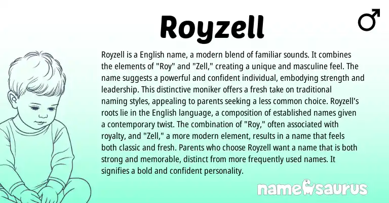 Infographic about Royzell name meaning, Royzell is a name from English origin(s).