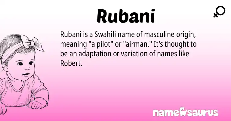 Infographic about Rubani name meaning, Rubani is a name from Swahili origin(s).