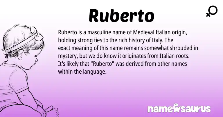 Infographic about Ruberto name meaning, Ruberto is a name from Medieval Italian origin(s).