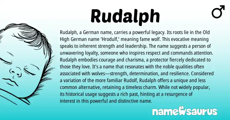 Infographic about Rudalph name meaning, Rudalph is a name from Germanic origin(s).